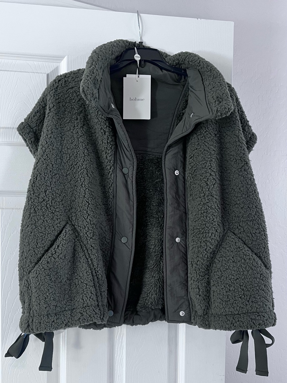 bohme Olive Green Plush Sherpa Vest